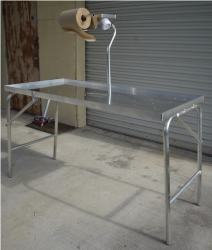 Oyster Table with Light and Paper Towel Holder